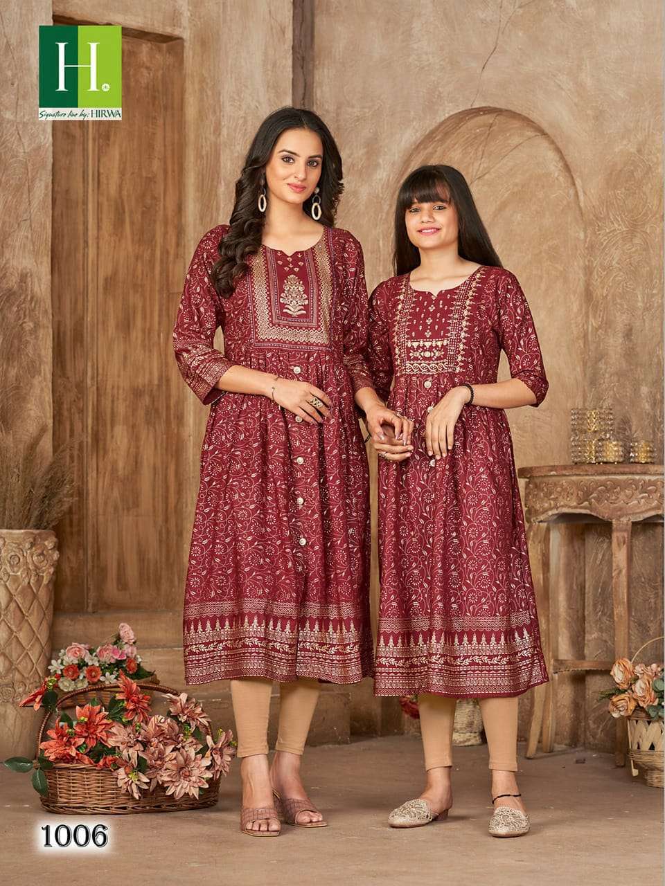 ME & MOM SERIES 1001 TO 1008 KURTI BY HIWA DESIGNER WITH PRINTED RAYON MOM AND DAUGHTER KURTI COMBO ARE AVAILABLE AT WHOLESALE PRICE